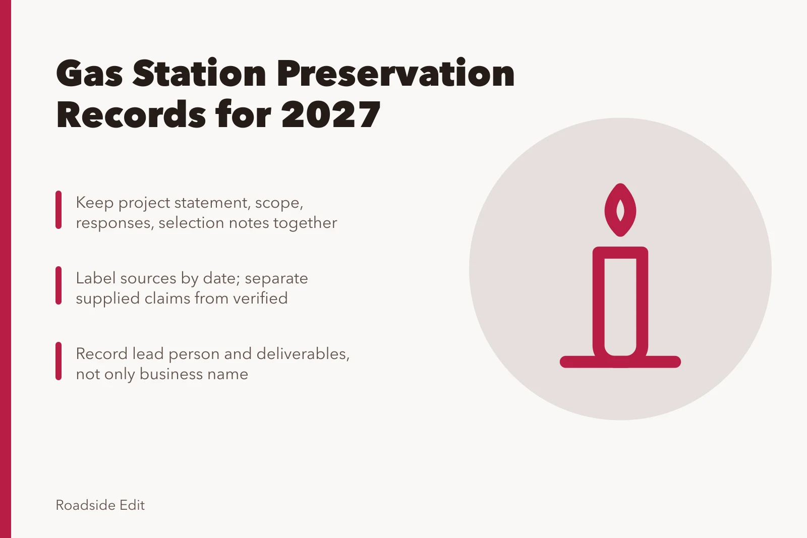 Card: gas station preservation records for 2027. Gas station preservation provider records owners should keep in 2027