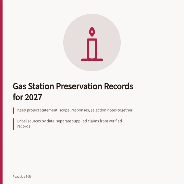 Card: gas station preservation records for 2027. Gas station preservation provider records owners should keep in 2027