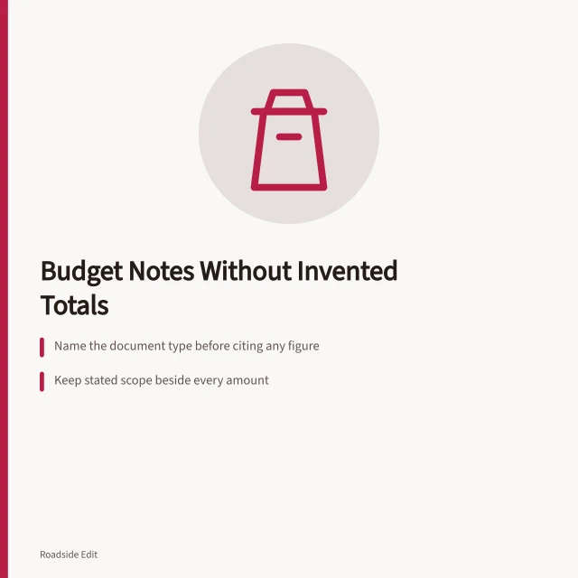Card about historic motel restoration budget notes and financial limits. How to write historic motel restoration budget notes for 2027 without inventing totals