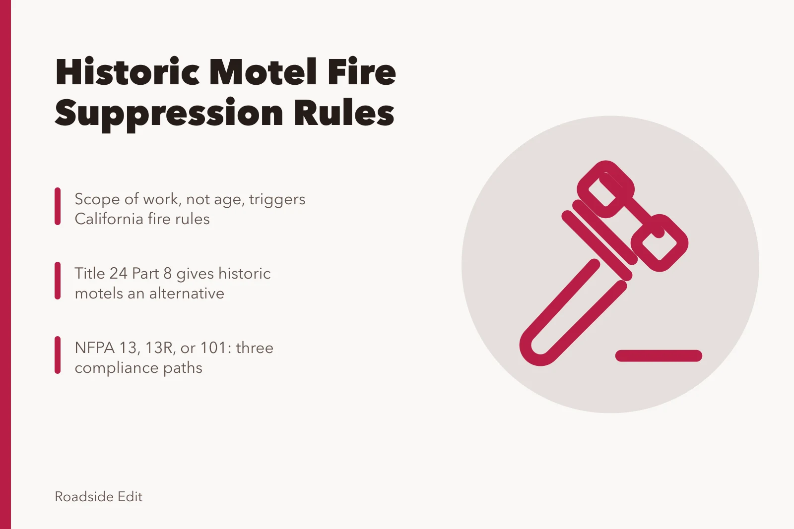 Historic motel fire suppression compliance paths under California code. Do Historic Motels Need Fire Suppression Upgrades in California?