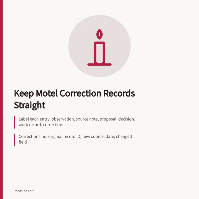 Correction record fields for historic motel documentation. Historic motel restoration: how owners can keep mistake records straight in 2027