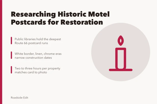 Vintage motel postcard research for neon sign restoration clues. How to Research Historic Motel Postcards for Restoration Clues