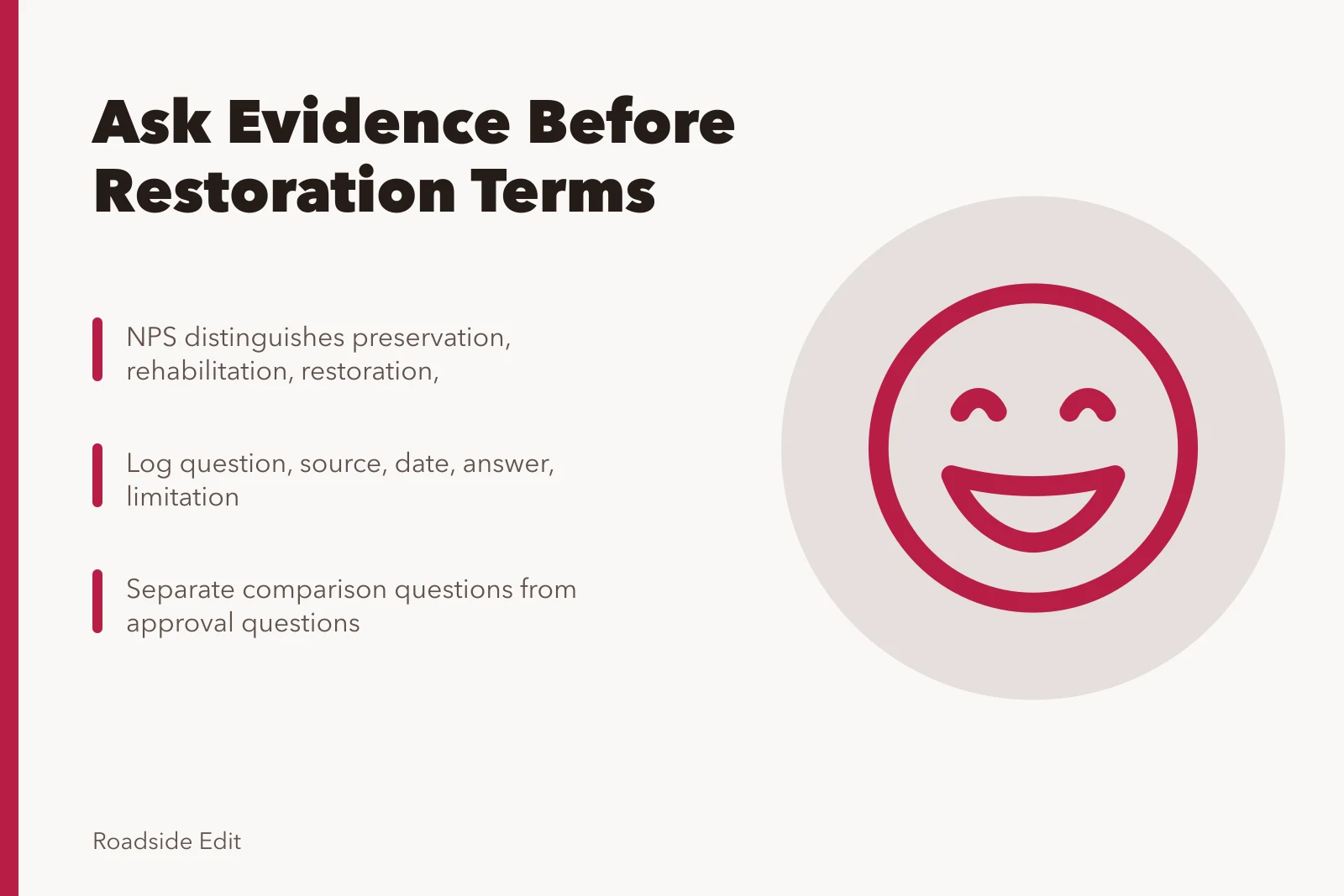 Card on evidence-first questions for historic motel restoration decisions. Historic motel restoration questions to answer before 2027 decisions