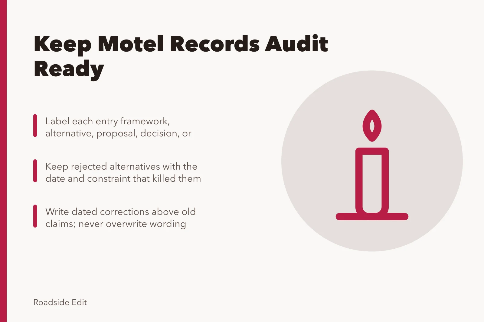 Historic motel restoration options file with labeled records and dated corrections. How to keep historic motel restoration options records straight through 2027