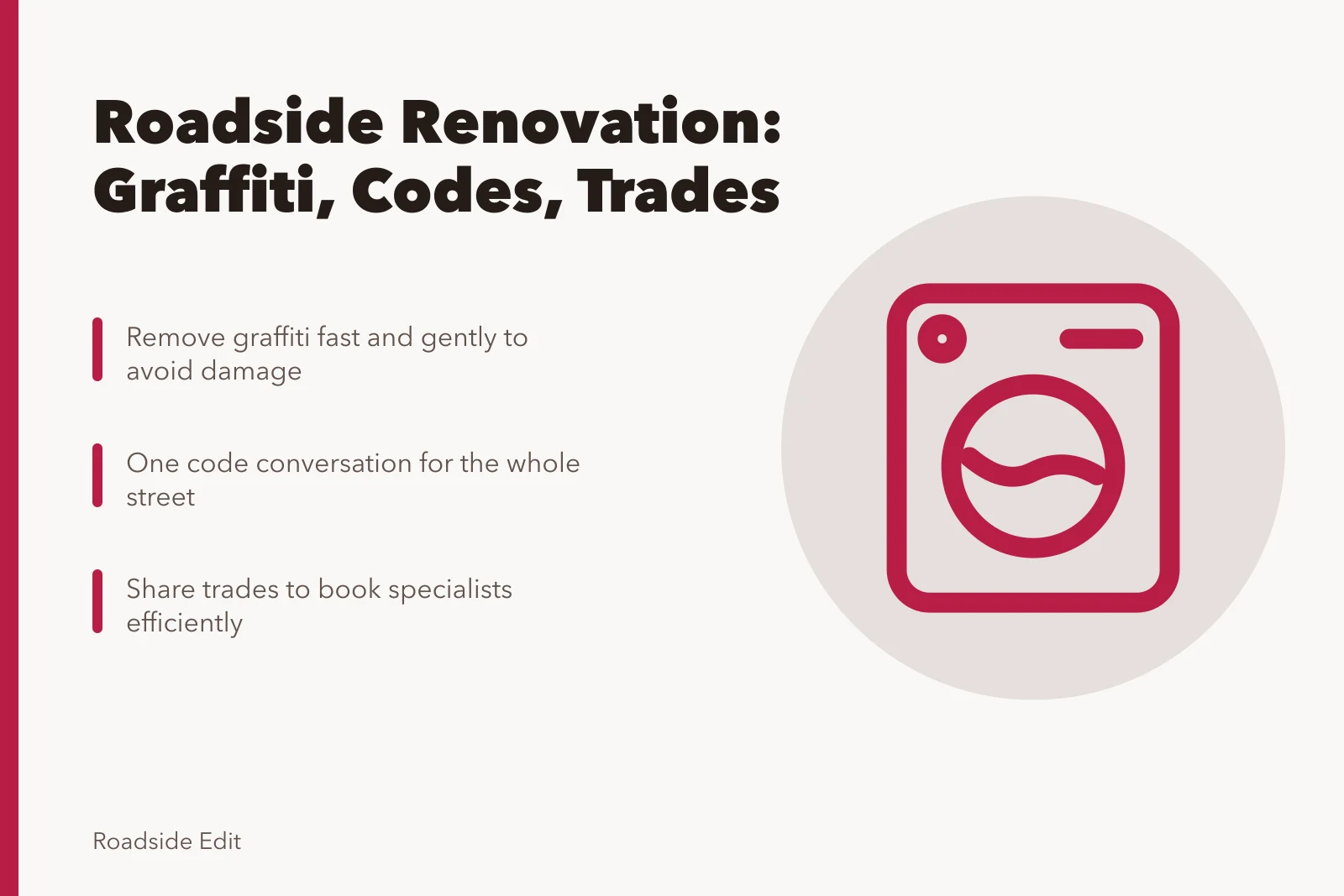 Card summarizing graffiti removal, shared code talks, and trade sharing for roadside renovation. 5 fixes that actually help roadside renovation, starting with graffiti