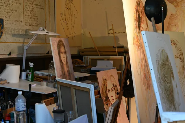 workshop, painter's workshop, atelier, paintings, easel, art, painting, atelier, atelier, atelier, atelier, atelier, easel, easel, easel. Roadside design studios planning: booking a workshop visit