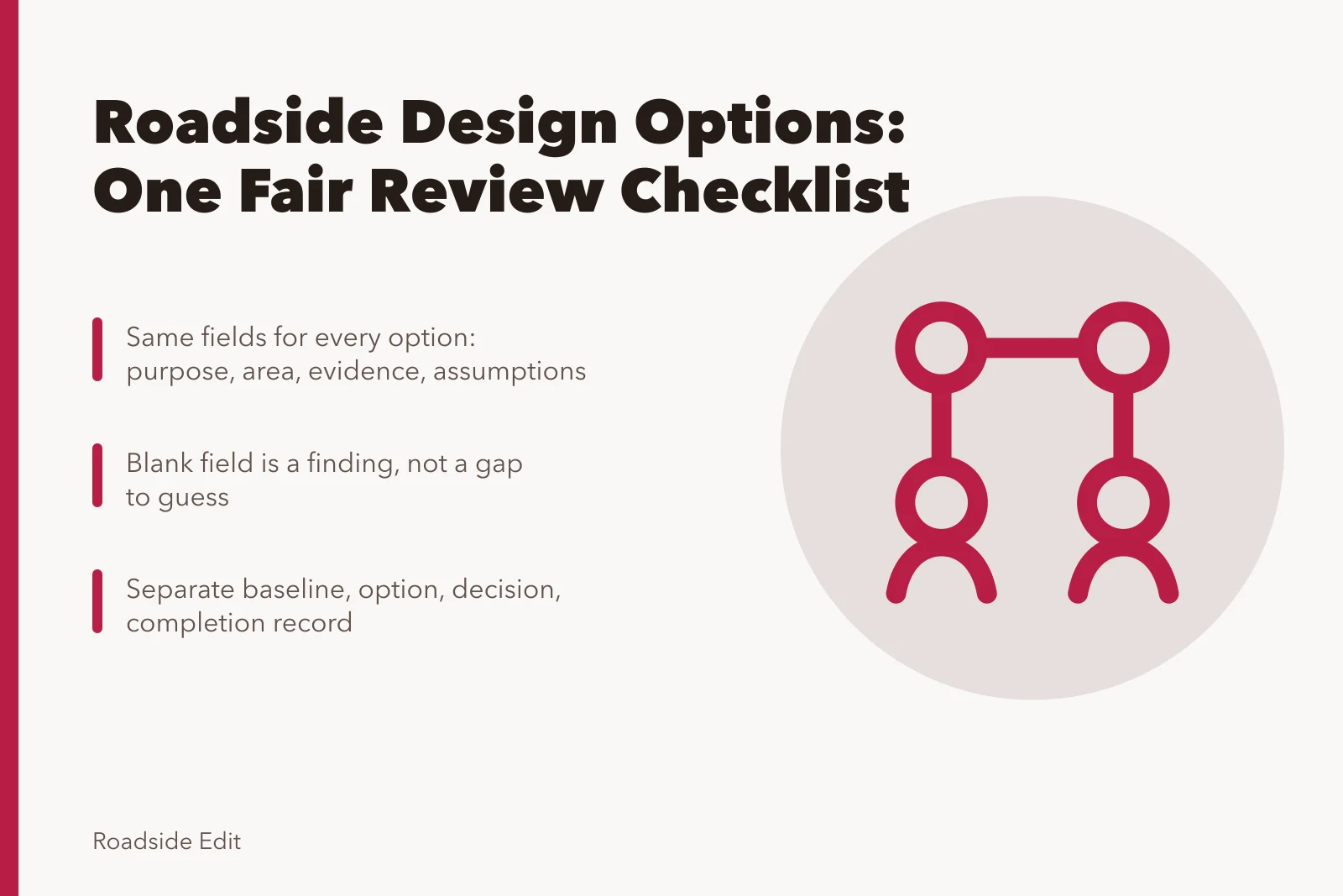 Checklist comparing guardrail, cable barrier, crash cushions and breakaway posts. Modern roadside design options comparison: a 2027 scope checklist for fair reviews