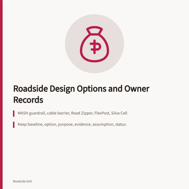 Card listing roadside design options and owner record keeping steps. Modern roadside design options: how owner records hold up in 2027
