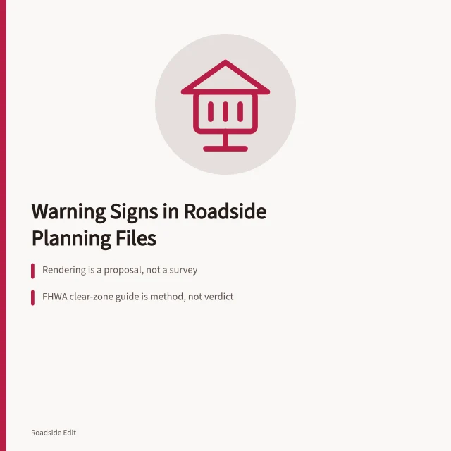 Roadside planning warning sign icon marking unsourced claims and untraceable decisions. How modern roadside planning workflow warning signs catch weak evidence