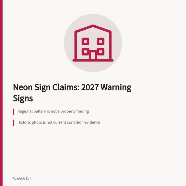 Neon sign restoration claim warning card with editorial checks. Neon sign restoration: 2027 warning signs of a regional claim gone too far