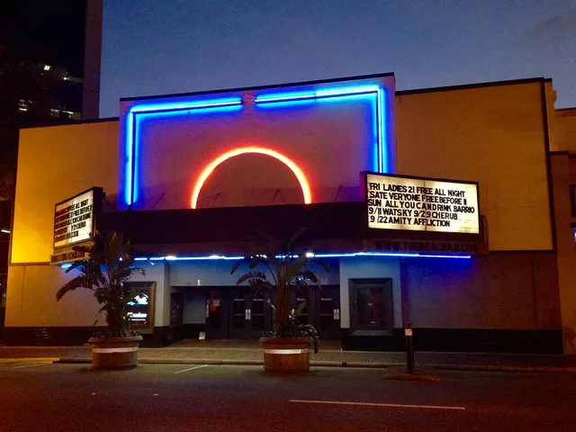 Facade of the Beacham Theatre at dusk in Orlando, Florida on September 9, 2016 after a mild restoration. 6 pointers on neon sign restoration that hold up