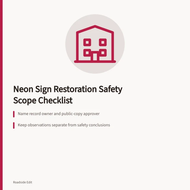 Neon sign restoration safety checklist scope card. How to set a neon sign restoration safety checklist scope before work starts