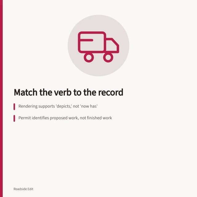 Card on matching verbs to records for roadside change claims. Roadside architecture adaptation questions to ask before you describe a change