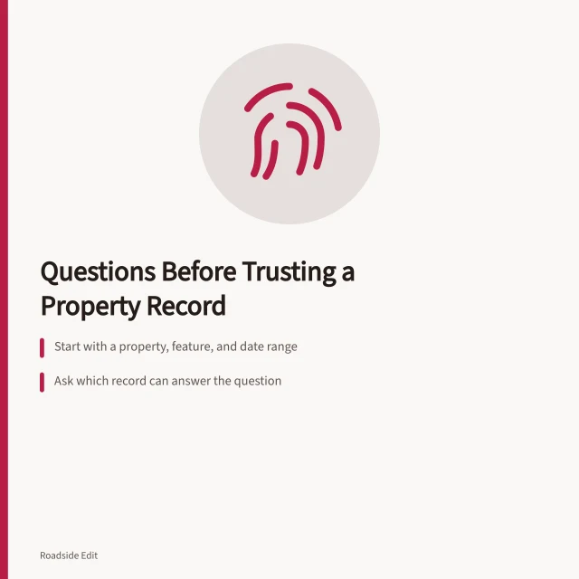 Card listing questions to ask before trusting a property record. Roadside architecture case study questions to ask before you trust a property record