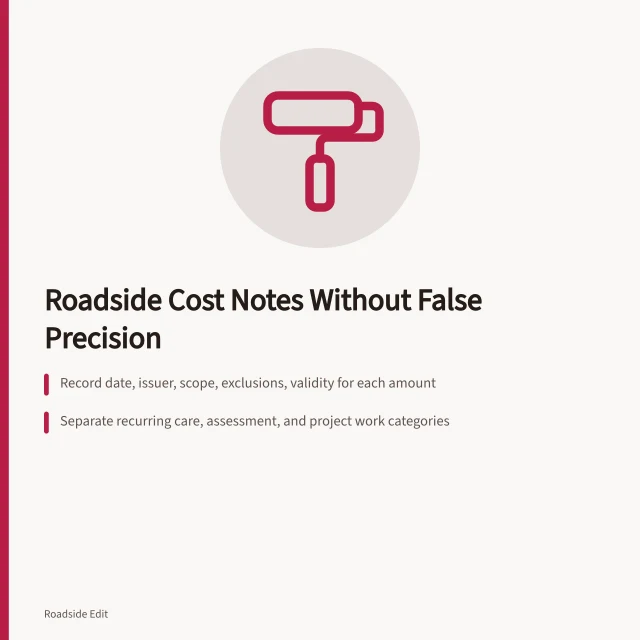Card on writing roadside architecture maintenance cost notes without false precision. How to write roadside architecture maintenance cost notes without false precision