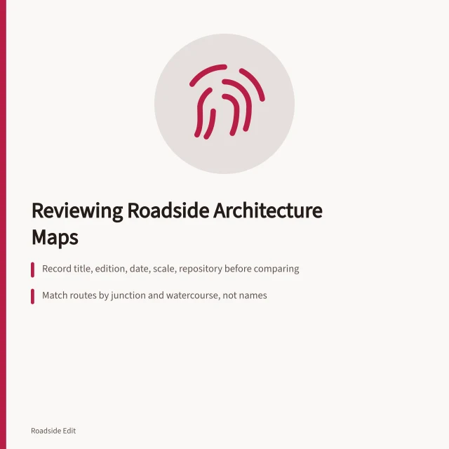 Guide to reviewing roadside architecture maps with symbols and editions. How to review a roadside architecture map before you publish
