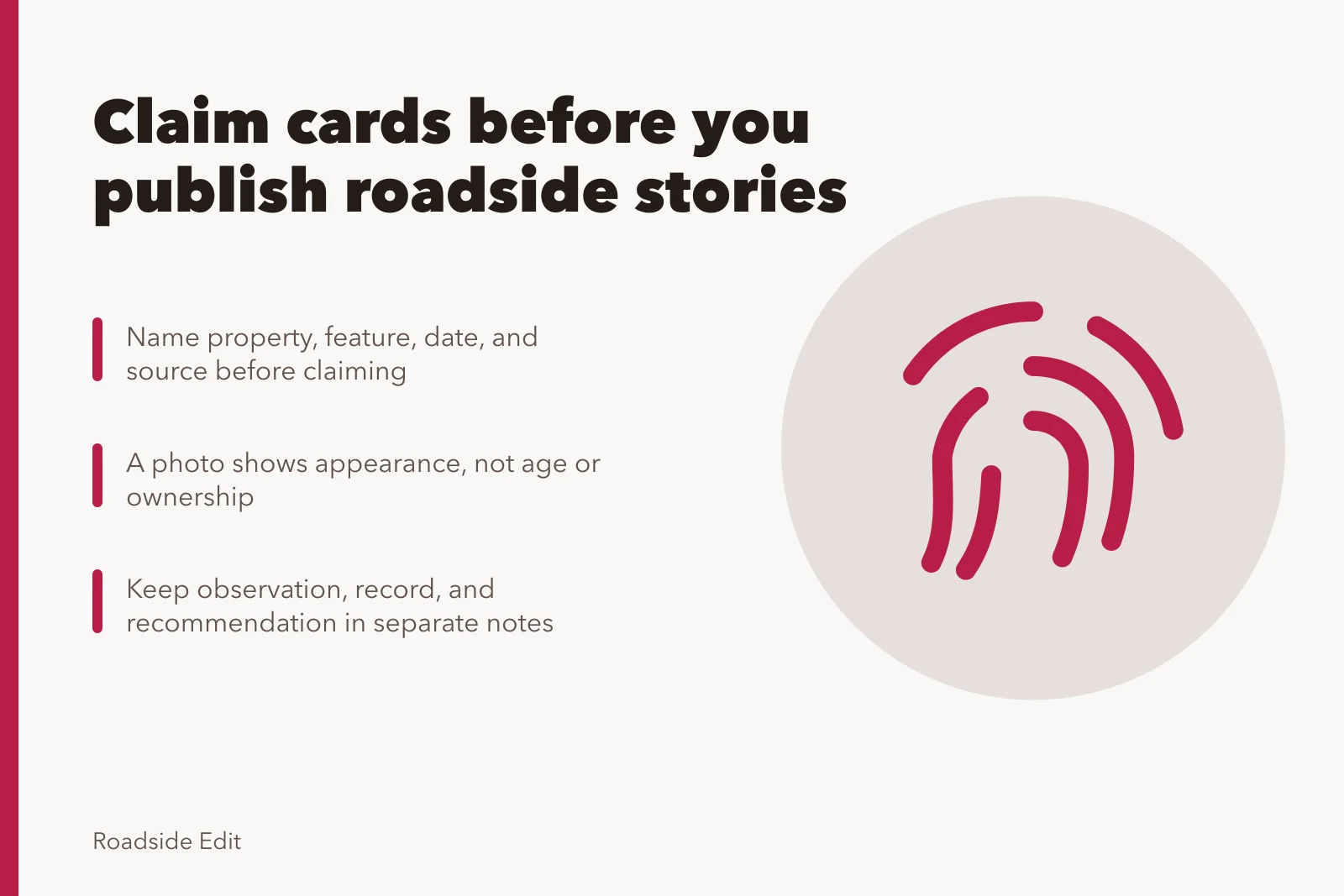 Claim card method for checking roadside architecture facts before publishing. Roadside architecture mistakes: a claim card method before you publish
