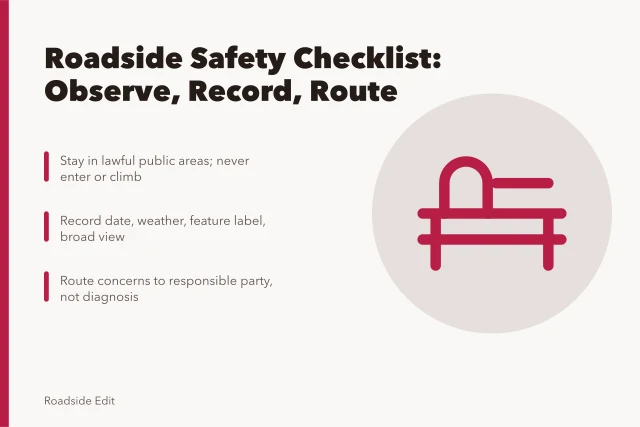 Checklist card for roadside architecture safety observation and reporting. How to build a roadside architecture safety checklist that stays useful
