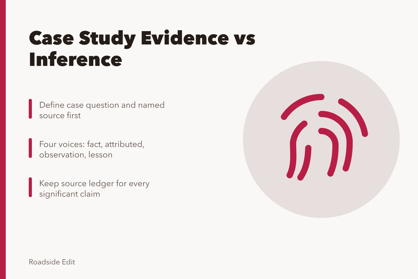 Card outlining case study method separating evidence from inference. How to run a roadside renovation case study method that separates evidence from inference