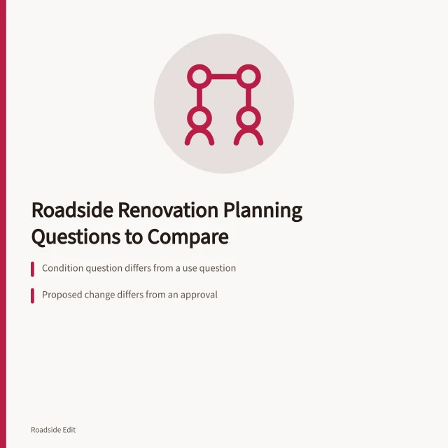Comparison table for roadside renovation planning questions and evidence. Roadside renovation planning questions to compare before you commission work