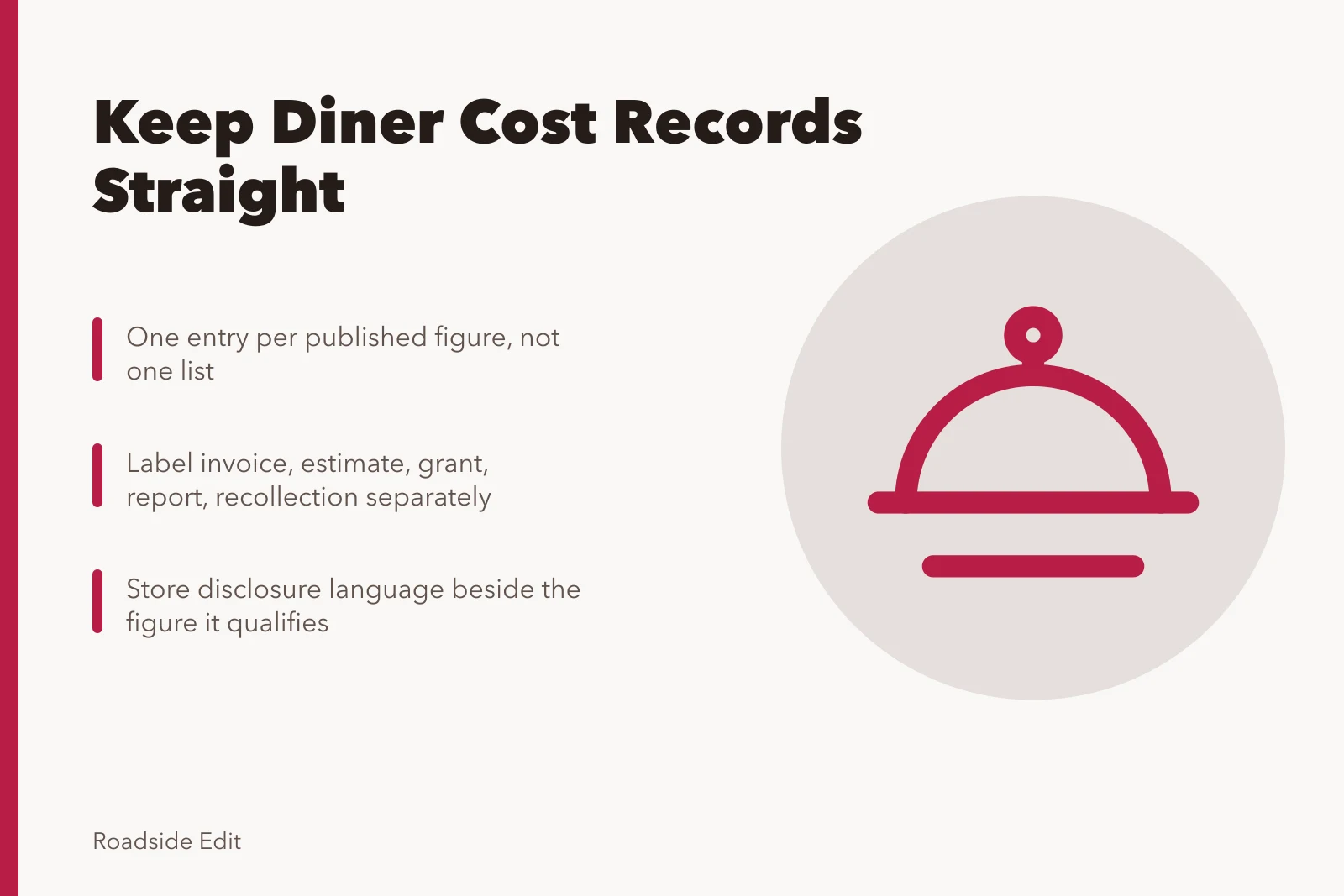 Card on keeping diner cost records with sourced figures and disclosures. How vintage diner owners should keep cost records straight