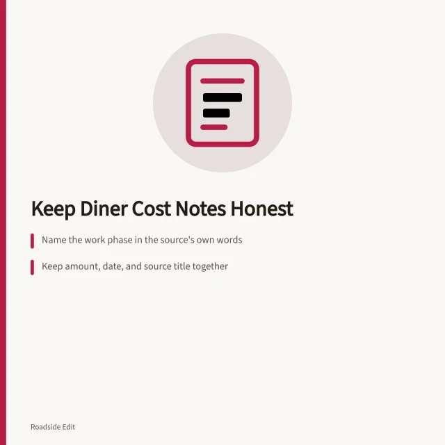 Card on keeping vintage diner cost notes sourced and dated. How to keep vintage diner interior care budget notes honest and sourced