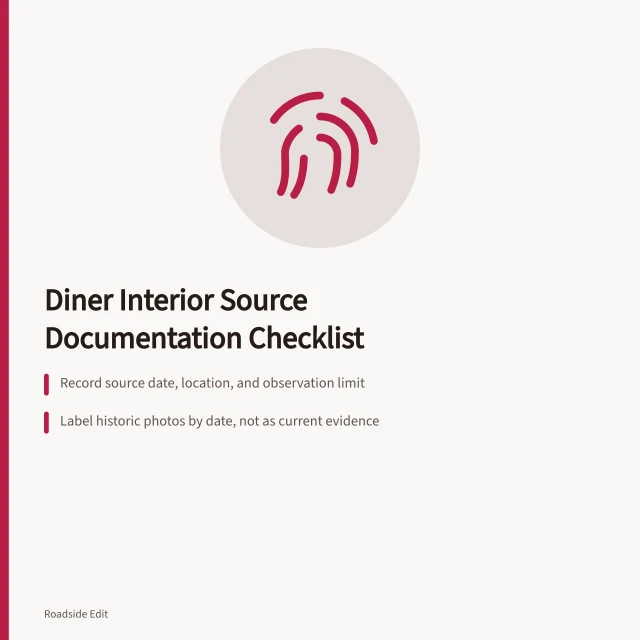 Checklist for documenting vintage diner interior sources and photo limits. Vintage diner interior care checklist: how to document sources and photo limits