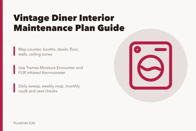 Vintage diner interior maintenance planning with zone surveys and cleaning schedules. A guide to building a vintage diner interior maintenance plan that stays honest, with concrete steps and components