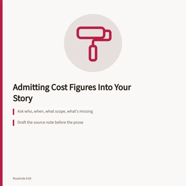 Card on screening cost figures for diner budget articles. Vintage diner budget notes: how to decide which cost figures belong in your story