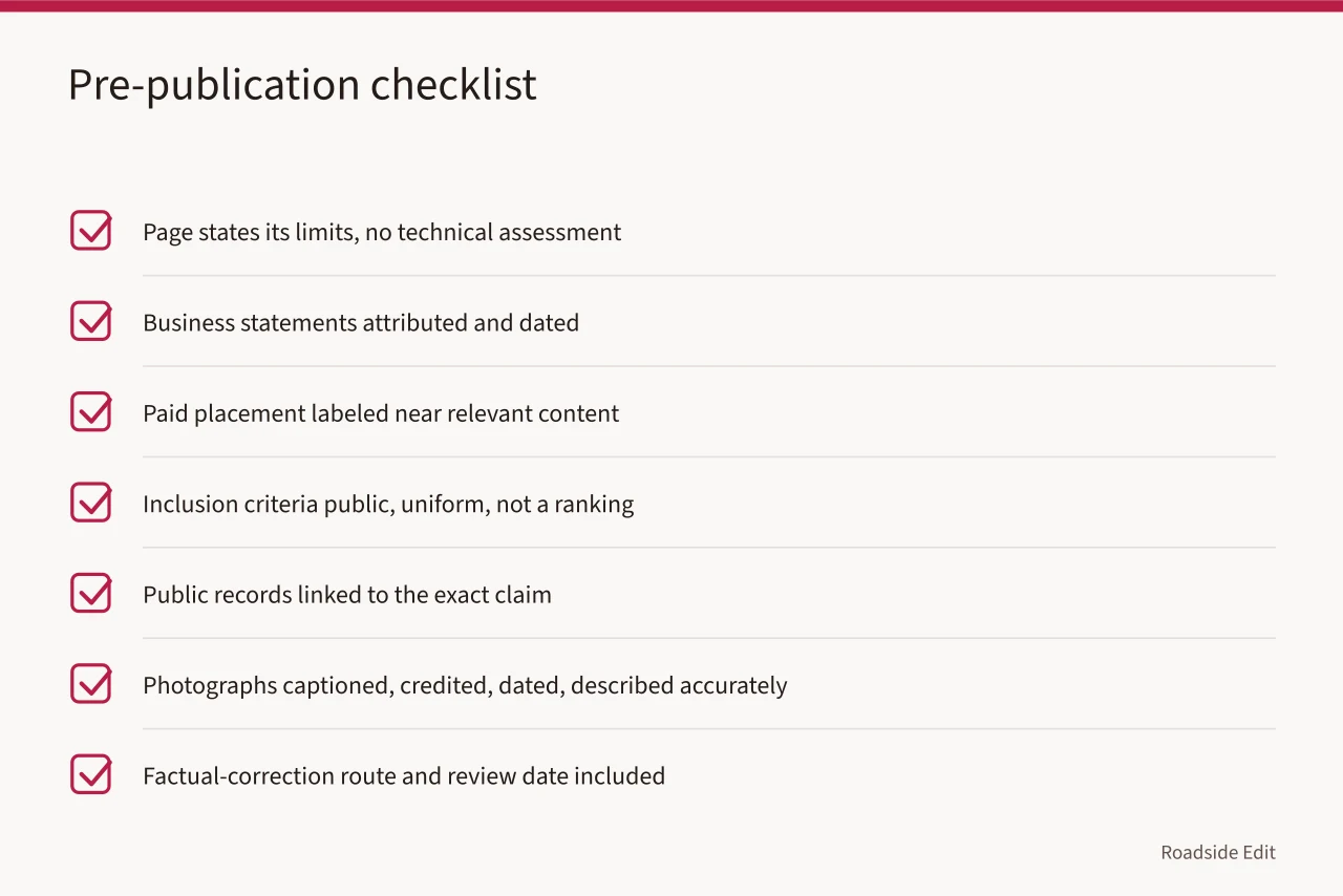 Seven-item publishing checklist for provider profiles and listicles (Neon sign restoration provider selection: a 2027 reporting checklist)