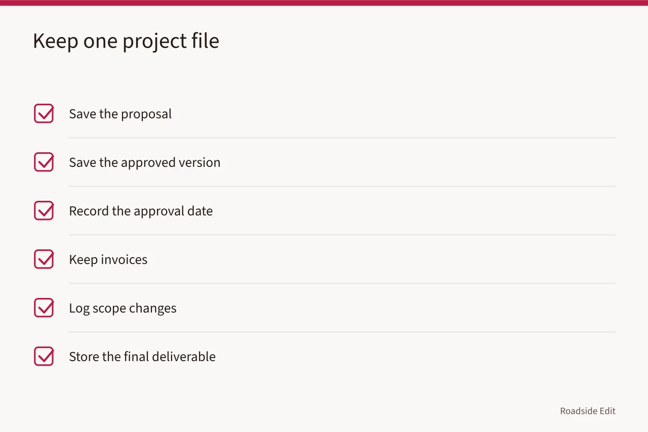 Checklist of records to keep in one preservation project file (Gas station preservation provider selection: budget notes before you approve 2027 work)