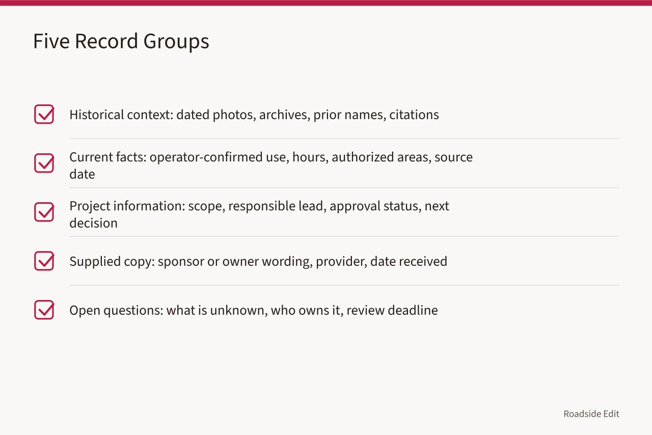 Checklist of five record groups for gas station preservation files (How to build 2027 gas station preservation mistake records owners can trust)