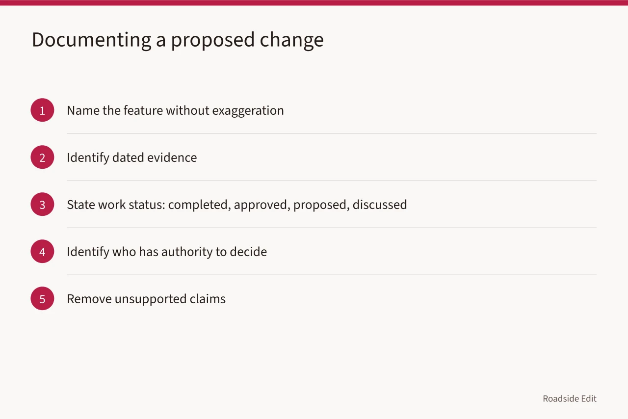 Five-step process for documenting a proposed change to a gas station (Gas station preservation mistake prevention: a scope checklist before you publish)