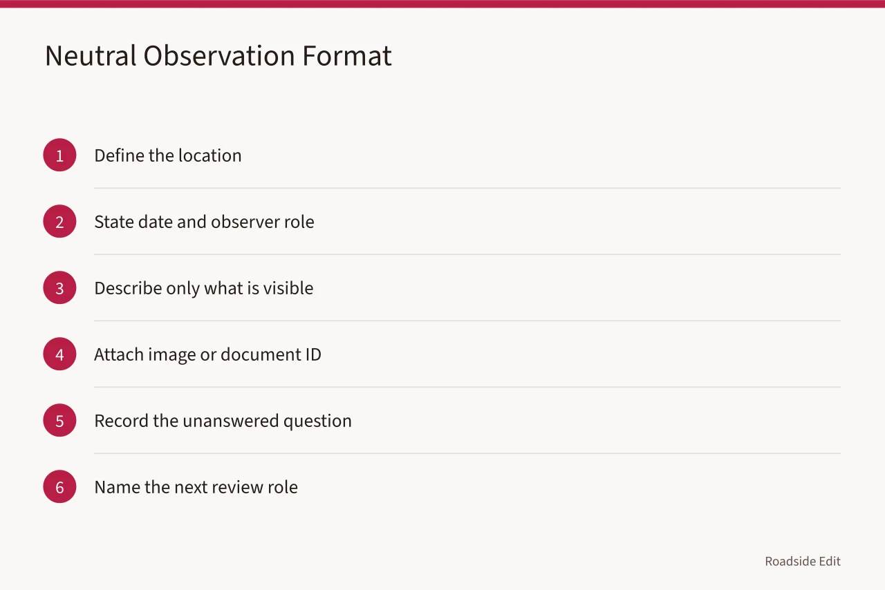Six-step checklist for writing a neutral observation entry (Historic motel restoration: 8 planning mistakes to avoid before 2027)