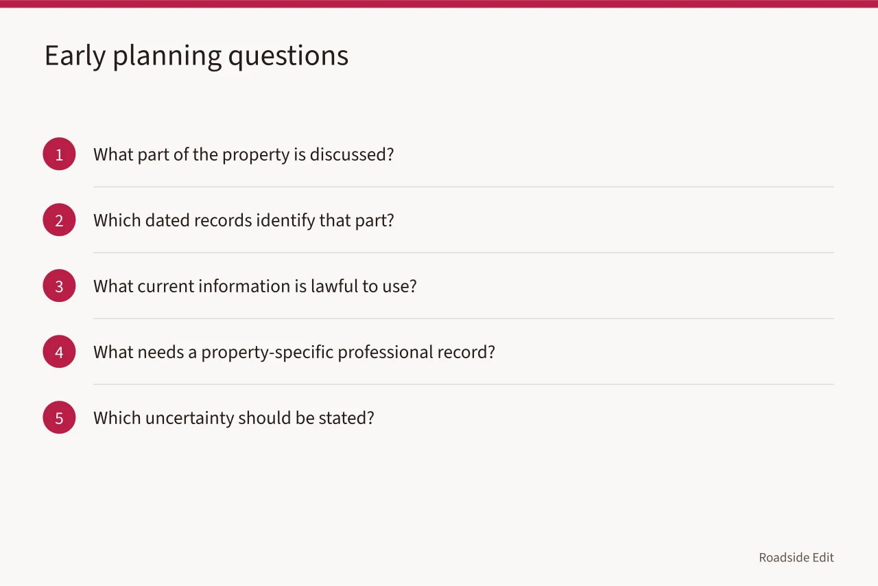 Five-step sequence of early planning questions for a motel restoration article (Historic motel restoration fundamentals: how to plan before any work starts)