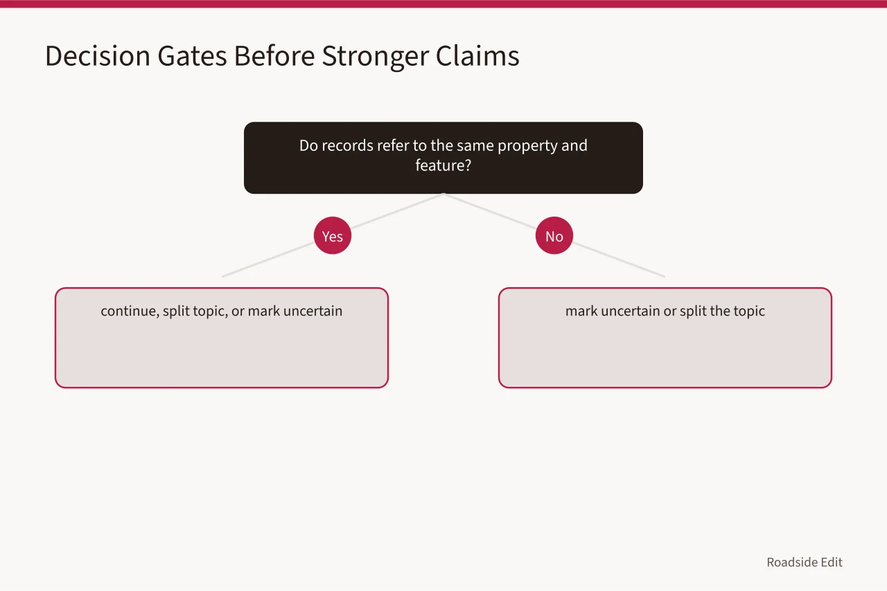Decision gate checklist for identity, date, scope, authority, and change (Historic motel restoration planning: build the 2027 workflow before treatment talk)