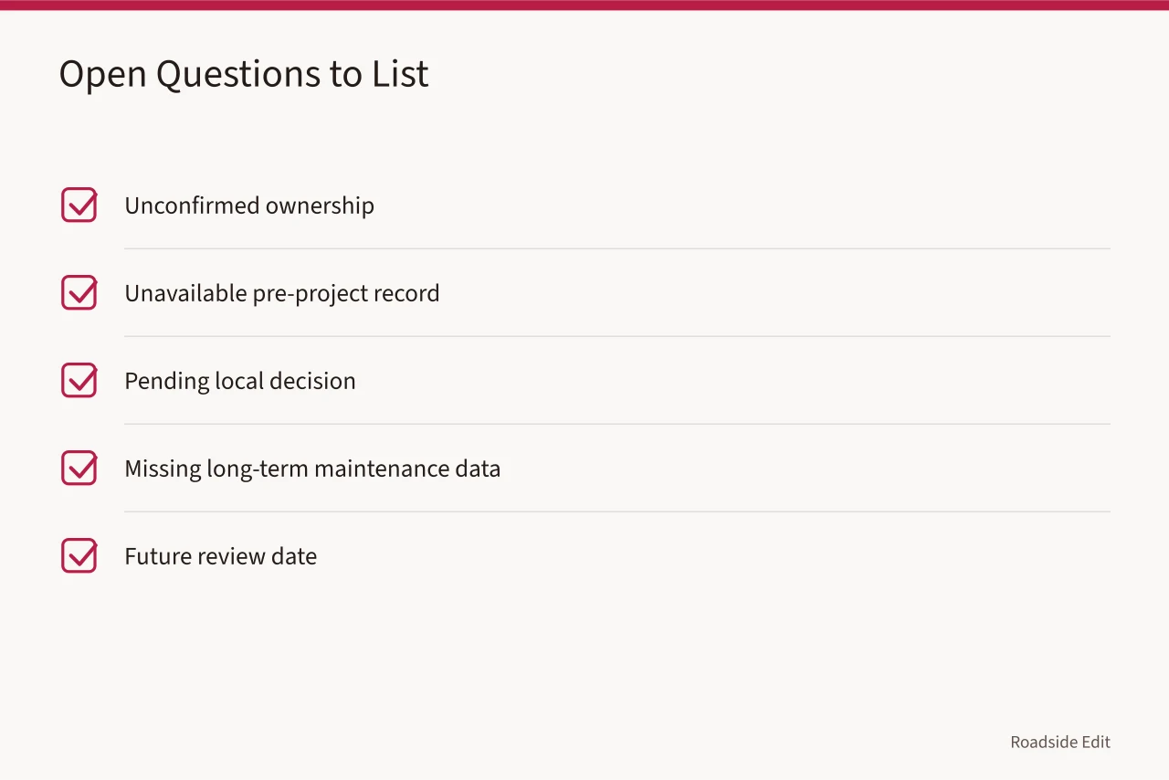 Checklist of open questions to list at the end of an article (How to run a modern roadside design case study method for 2027 records)