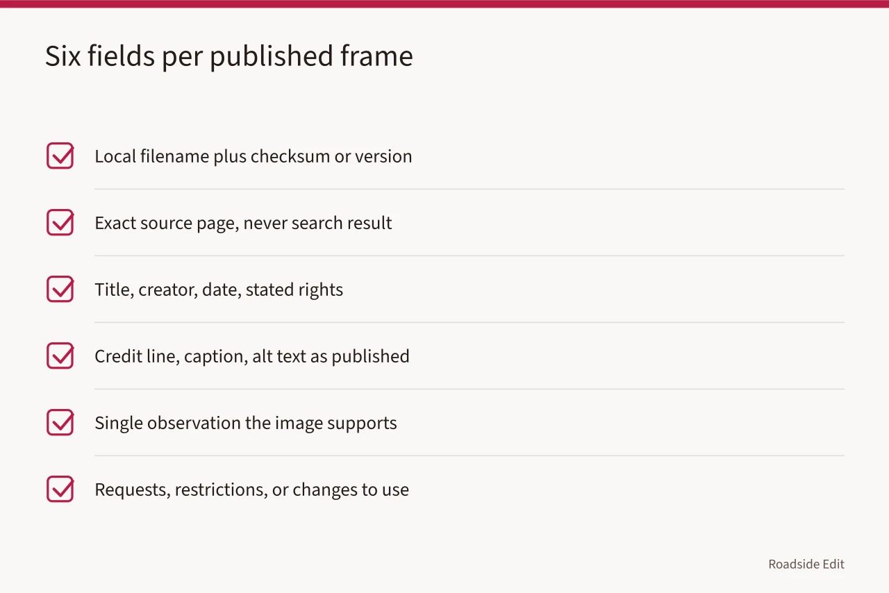 Checklist of six image record fields for motel exterior photos (How to keep a motel exterior records guide that holds up in 2027)