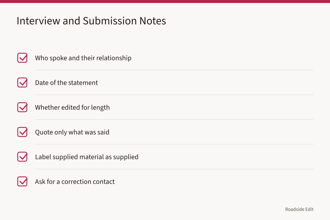 Checklist of six details to record for interviews and supplied submissions (How to build a neon sign restoration case study: a 2027 method guide)
