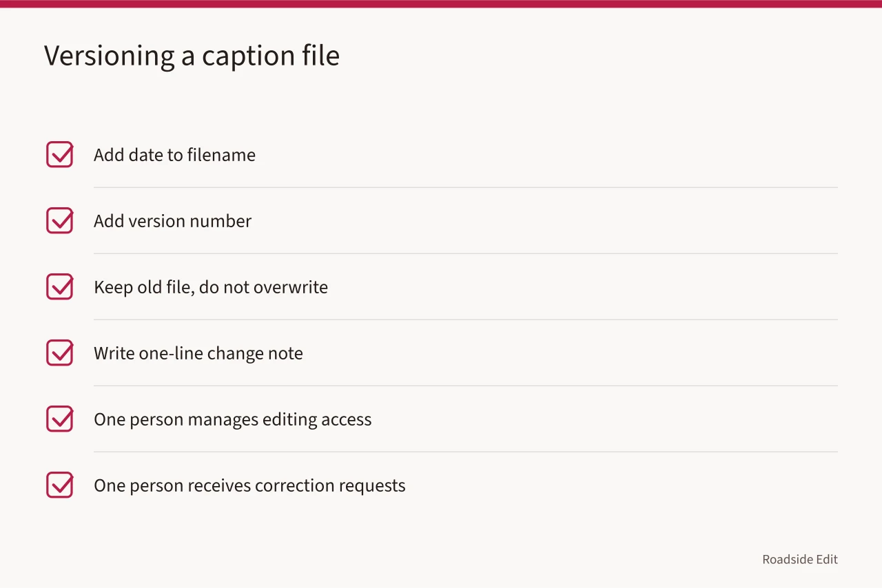 Checklist for naming, versioning, and reviewing caption files (How neon sign restoration owners should keep planning records)