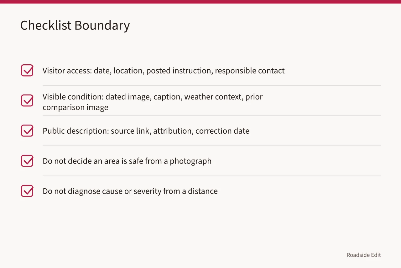 Checklist boundary table for neon sign restoration safety documentation (Neon sign restoration safety checklist: what to document before anyone visits)