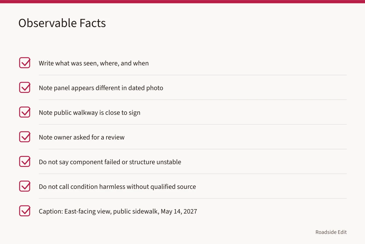 Checklist for recording observable facts about a neon sign (Neon sign restoration safety checklist: what to document before anyone visits)
