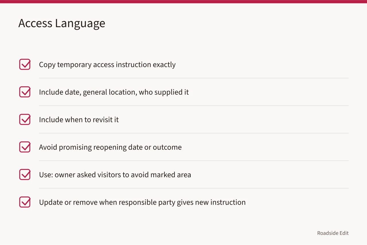 Checklist for simple factual access language on neon sign site (Neon sign restoration safety checklist: what to document before anyone visits)