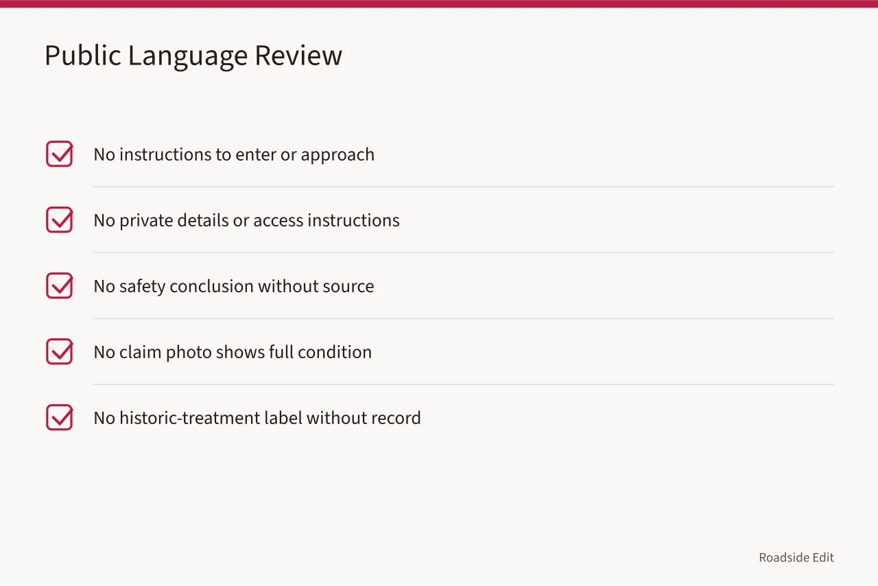 Checklist for reviewing public language before release (How to build a roadside architecture safety checklist that stays useful)