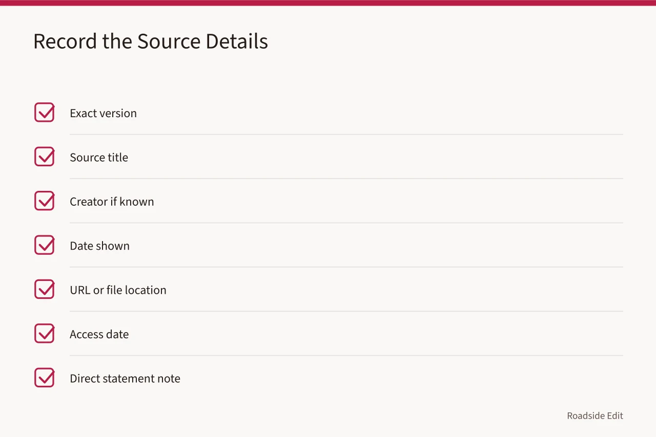 Checklist for recording source details (Roadside design studios case study method comparison questions to ask before you trust a record)