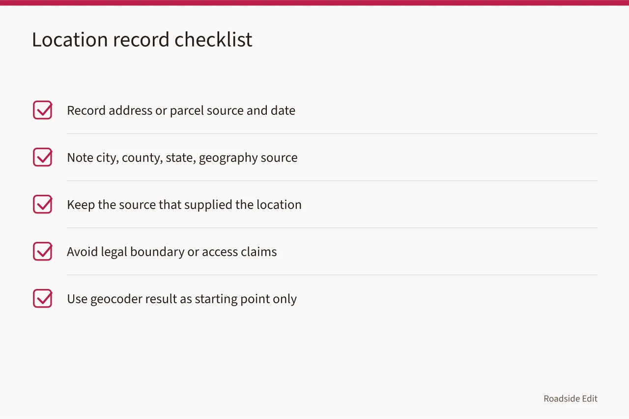 Table comparing location records to keep against claims to avoid (Before you file a roadside renovation checklist, verify the regional facts)